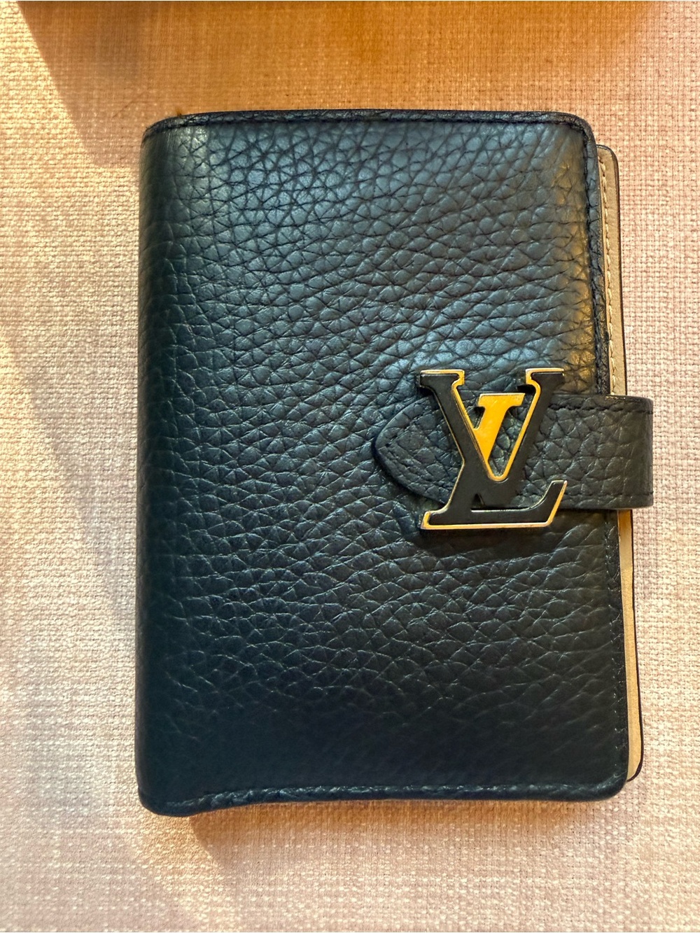 Louis Vuitton Black Leather Wallet with Gold LV Logo - Picture 3 of 10